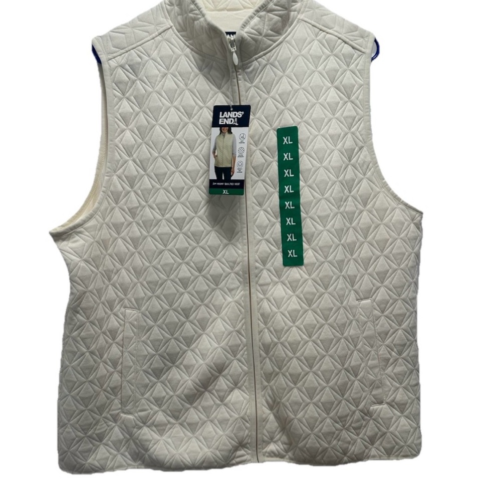 Lands' End Off-White Quilted Vest